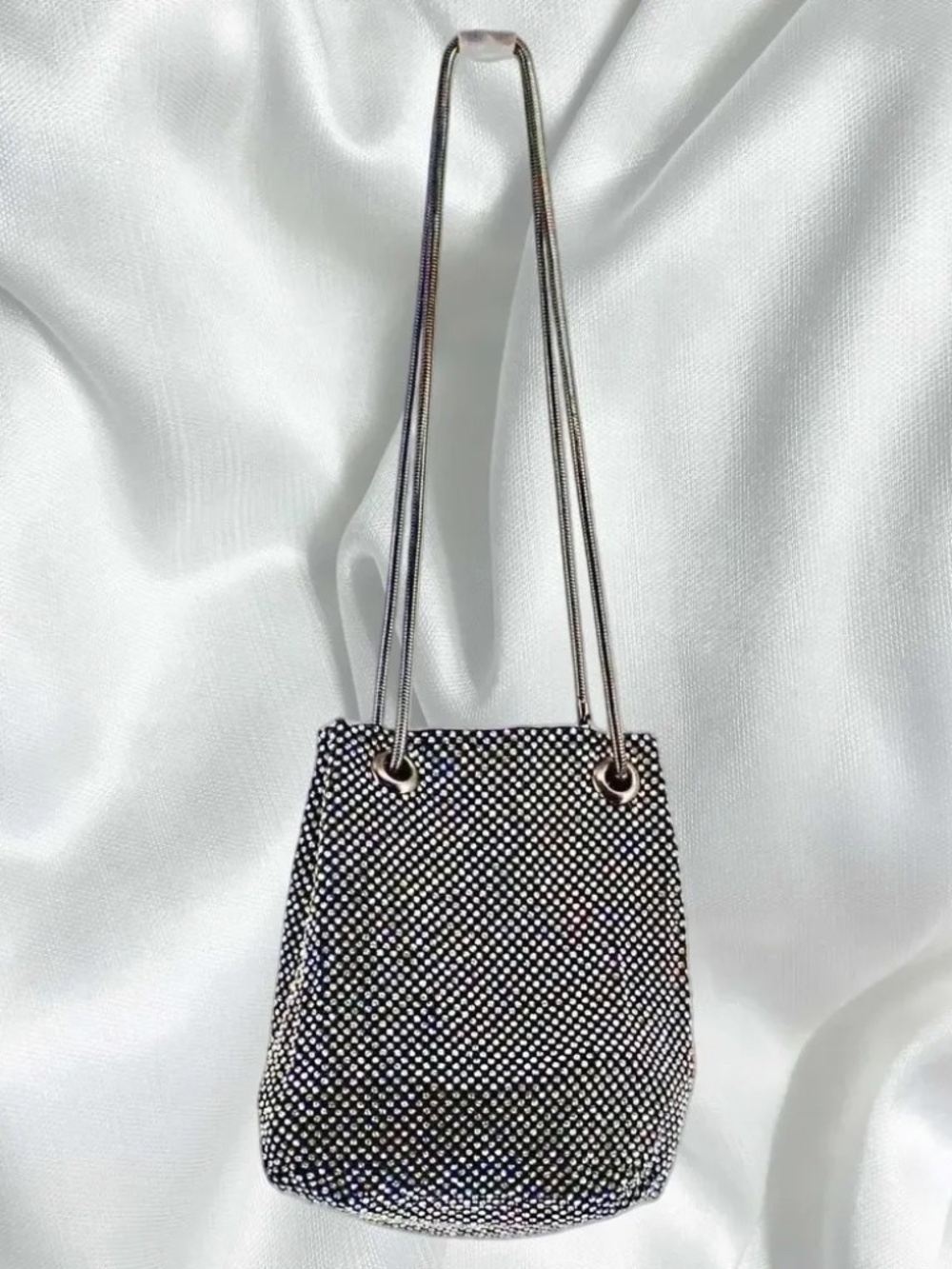 Jeweled Diamanté Rhinestone Metal Clutch Crossbody Clutch Bag Removable Handle
